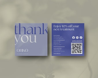 Editable Canva Thank You Card Template, Square Business Card (Digital Download)