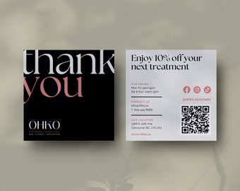 Editable Canva Thank You Card | Square | Sustainable Non-Toxic Nail Salon | Beauty Business | Esthetician