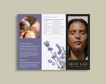Editable Trifold Brochure Template, Skin Clinic Marketing Flyer (Digital Download)