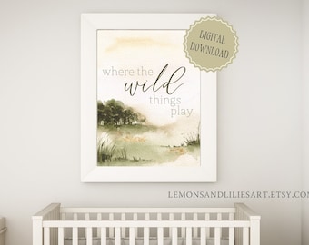 Where the Wild Things Play DIGITAL DOWNLOAD | nursery decor, nursery wall art, nursery print, children's decor, children's wall art