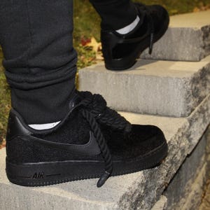 Custom Black Suede Air Force 1s – Handmade Luxury Streetwear Sneakers image 6