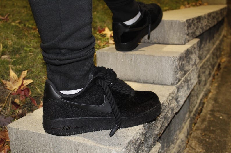 Custom Black Suede Air Force 1s – Handmade Luxury Streetwear Sneakers image 6