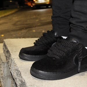 Custom Black Suede Air Force 1s – Handmade Luxury Streetwear Sneakers image 2
