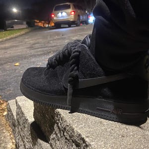 Custom Black Suede Air Force 1s – Handmade Luxury Streetwear Sneakers image 4
