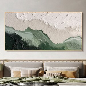 Abstract Minimalist Beach Oil Painting on Canvas,Original Large Wall Art,Texture Ocean Wave Painting,Custom Wabi-Sabi Wall Decor Living Room