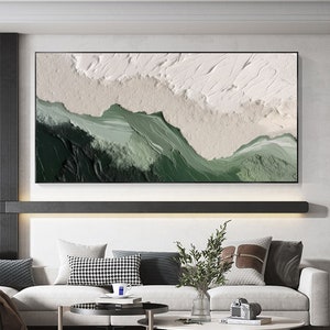 Abstract Minimalist Beach Oil Painting on Canvas,Original Large Wall Art,Texture Ocean Wave Painting,Custom Wabi-Sabi Wall Decor Living Room