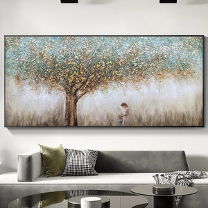 Abstract Tree Of Life Oil Painting on Canvas Original Handmade Textured Banyan Tree Acrylic Painting Boho Wall Art Modern Living Room Decor