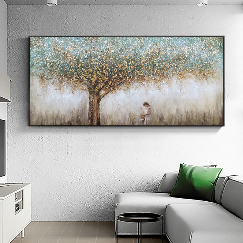 Abstract Tree Of Life Oil Painting on Canvas Original Handmade Textured Banyan Tree Acrylic Painting Boho Wall Art Modern Living Room Decor