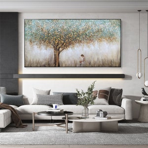 Abstract Tree Of Life Oil Painting on Canvas Original Handmade Textured Banyan Tree Acrylic Painting Boho Wall Art Modern Living Room Decor