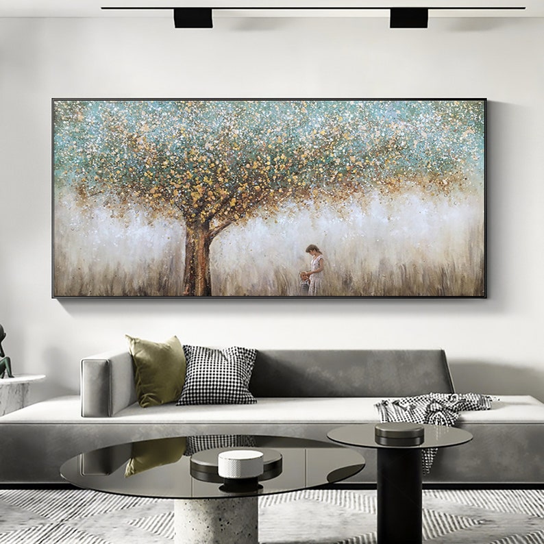 Abstract Tree Of Life Oil Painting on Canvas Original Handmade Textured Banyan Tree Acrylic Painting Boho Wall Art Modern Living Room Decor