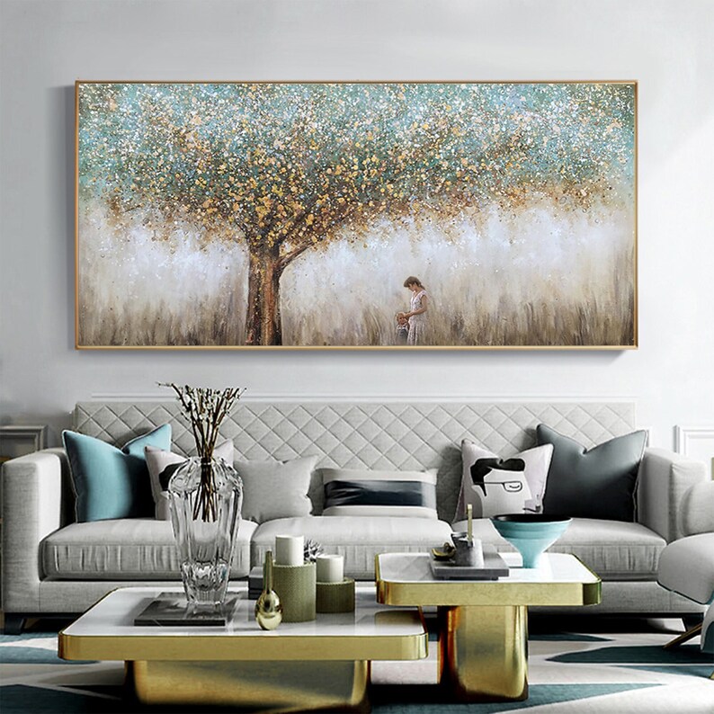 Abstract Tree Of Life Oil Painting on Canvas Original Handmade Textured Banyan Tree Acrylic Painting Boho Wall Art Modern Living Room Decor