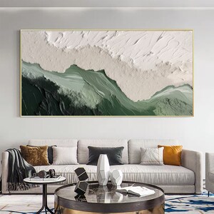 Abstract Minimalist Beach Oil Painting on Canvas,Original Large Wall Art,Texture Ocean Wave Painting,Custom Wabi-Sabi Wall Decor Living Room