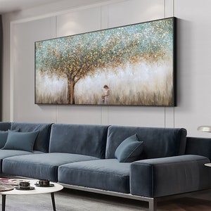 Abstract Tree Of Life Oil Painting on Canvas Original Handmade Textured Banyan Tree Acrylic Painting Boho Wall Art Modern Living Room Decor