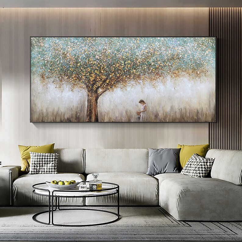 Abstract Tree Of Life Oil Painting on Canvas Original Handmade Textured Banyan Tree Acrylic Painting Boho Wall Art Modern Living Room Decor