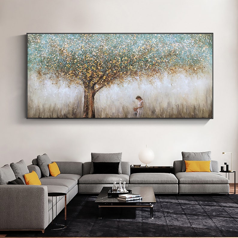 Abstract Tree Of Life Oil Painting on Canvas Original Handmade Textured Banyan Tree Acrylic Painting Boho Wall Art Modern Living Room Decor