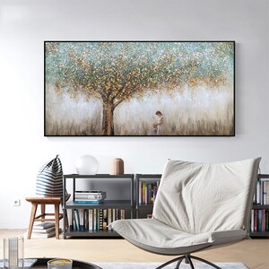 Abstract Tree Of Life Oil Painting on Canvas Original Handmade Textured Banyan Tree Acrylic Painting Boho Wall Art Modern Living Room Decor