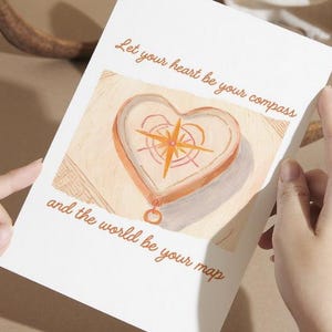 Wanderlust Travel Quote Print: Heart Compass Art