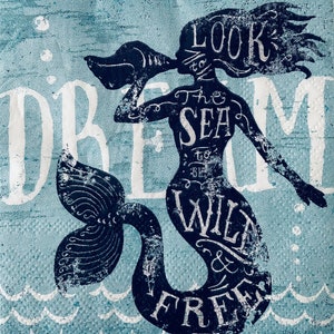 2 Decoupage napkins, Mermaid Dream , 10&quot; x 10&quot; Unfolded  Cocktail Size