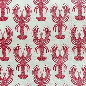 2 Decoupage napkins,  Lobster Paper Napkins , 10&quot; x 10&quot; Unfolded  Cocktail Size