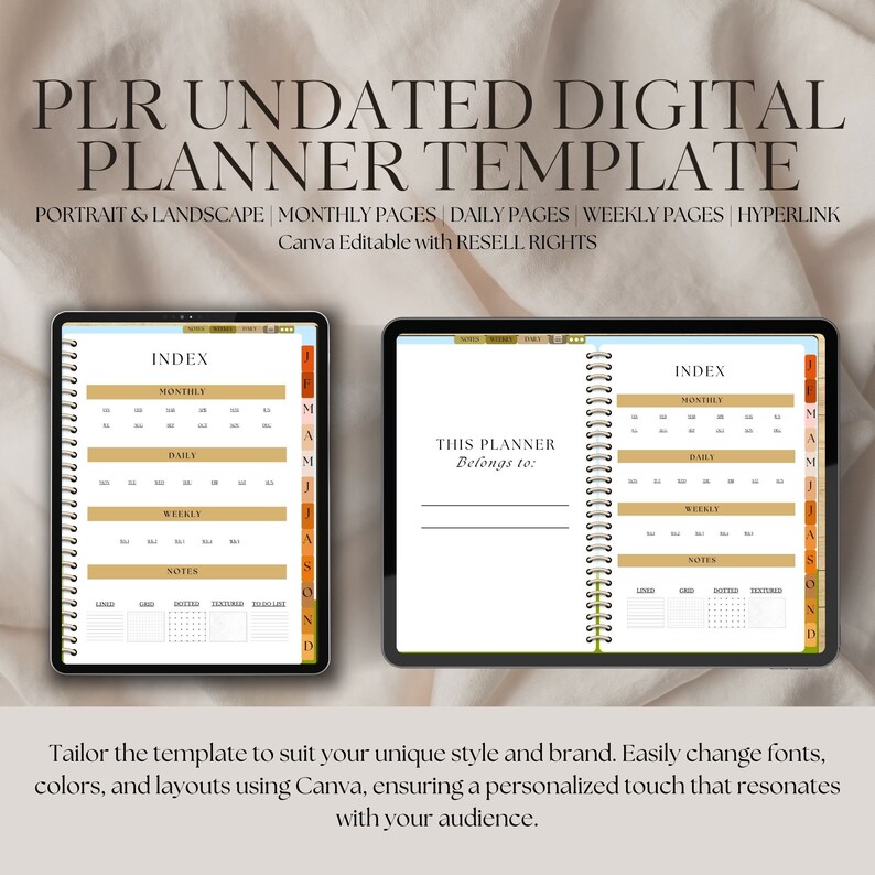 PLR Undated Digital Canva Planner TEMPLATE, Editable Canva Planner ...