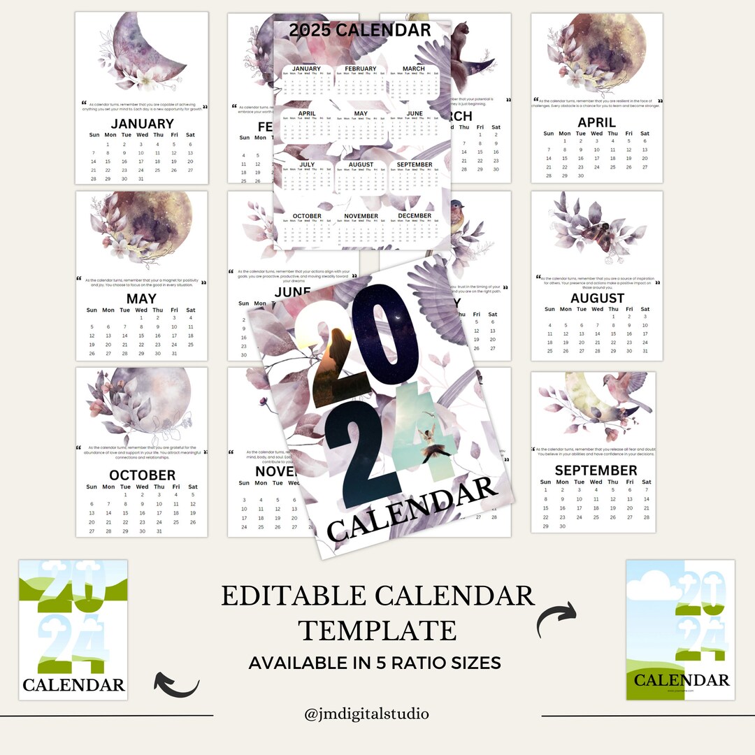 2024 Editable Desk Calendar, Wall Calendar, Monthly Calendar Canva ...