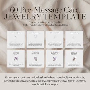 Modèle de bijoux de carte pré-messagerie - Modèle de carte de message Canva, carte de bijoux personnalisée, carte modifiable Canva, carte de message bijoux