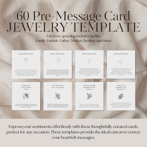 Pre-Message Card Jewelry Template - Canva Template Message Card, Custom Jewelry Card, Canva Editable Card, Message Card Jewelry