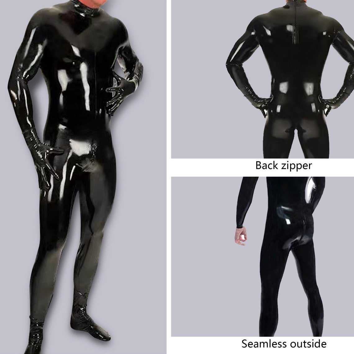 Schwarzer Latex Catsuit für Männer AnpassbarLatex Body Etsy.de