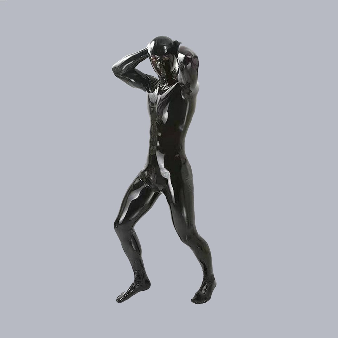 Schwarzer Latex Catsuit für Männer AnpassbarLatex Body Etsy.de
