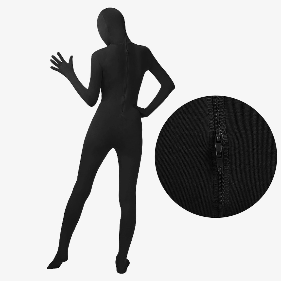 Cosplay Zentai Hooded Full Body Bodysuit Back Zipper Spandex Etsy