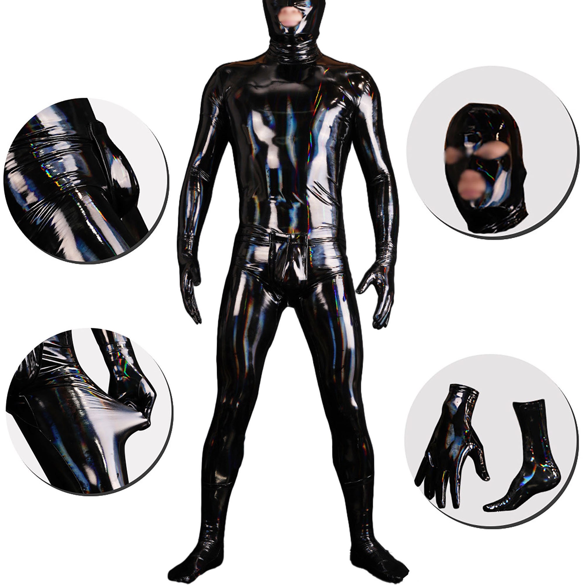 Schwarzer bunter LatexCatsuit für Männer LatexBody Etsy.de