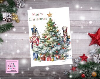 Tarjeta de Navidad, tarjeta de felicitación de vacaciones, tarjeta de feliz Navidad, regalo para ella, regalo para él, regalo de Navidad, tarjeta de árbol de Navidad, conjunto de 6