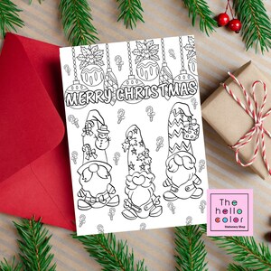 Christmas Coloring Card, Holidays Coloring Card, Christmas Gnomes coloring Card, Merry Christmas coloring Card, Christmas Gift