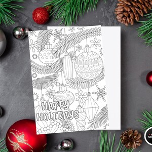 Christmas Coloring Card, Holidays Coloring Card, Christmas Ornaments Coloring Card, Merry Christmas coloring Card, Christmas Gift