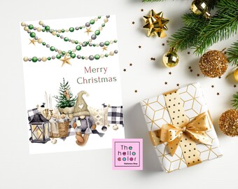 Tarjeta de Navidad, tarjeta de felicitación de vacaciones, tarjeta de feliz Navidad de gnomo, regalo para ella, regalo para él, tarjeta de vacaciones de gnomo