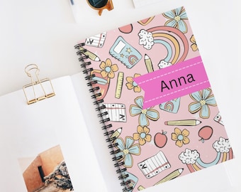 School Supplies Back to School Rainbow Notebook Girl Personalized Rainbow Notebook Birthday gift girls, First Day of School,School notebook