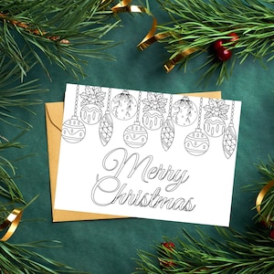 Christmas Coloring Card, Holidays Coloring Card, Christmas ornament coloring Card, Merry Christmas coloring Card, Christmas Gift