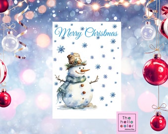 Tarjeta de Navidad, tarjeta de felicitación de muñeco de nieve, tarjeta de felicitación navideña, tarjeta de feliz Navidad, regalo para ella, regalo para él, idea de regalo de Navidad