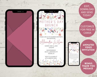 Floral Mother's Day Brunch Invite: Editable Ladies' Event (Digital)