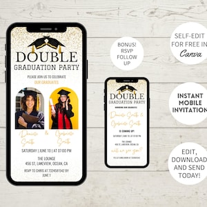 Joint Graduation Text Evite: Twins Graduation Party Invitation (Digital)