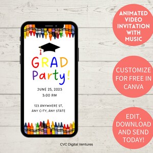 Editable Preschool graduation invitation template, Preschool graduation invite,  Editable Video Template
