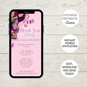 Editable Masquerade Ball Invitation: Red and Black Mask Party (Digital)