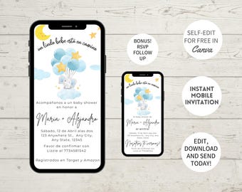 Elephant Baby Shower Invitation Spanish: Little Peanut (Smartphone Invite)