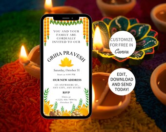 Indian Housewarming Invitation: Gruhapravesham Mobile Invite (Digital)