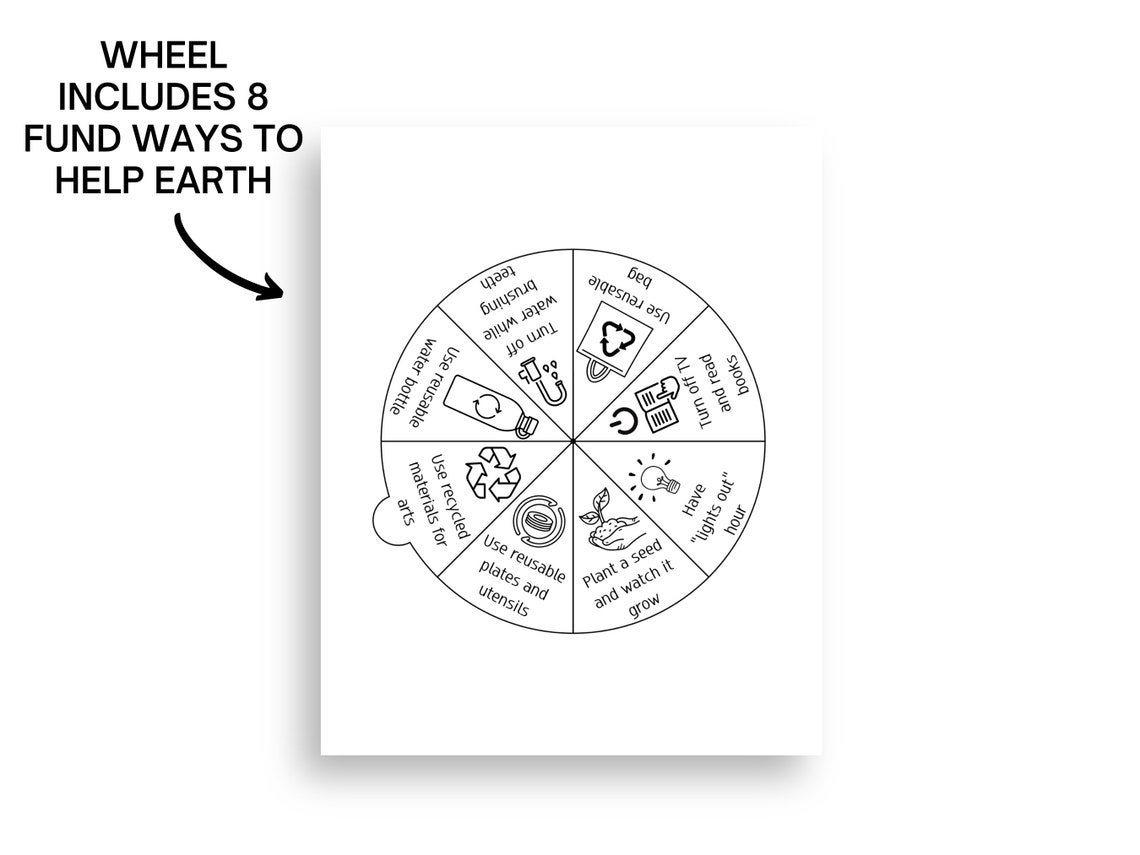 Earth Day Printables Preschool, Printable Spinner Wheel Activity, Earth ...