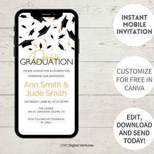 Graduation Party Invitations For Twins, double graduation party invitation, Double Graduation Invitation Template, Editable Invitation