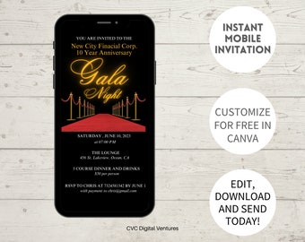 Editable Gala Invitation Template: Corporate Event Digital Invite