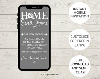 Modern Moving Announcement: Digital Postcard Template (Canva)