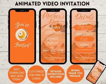 Editable Mother's Day Tea Party Video Invitation (Digital Download)