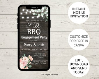 I Do BBQ Engagement Party Invitation: Editable Phone Invite (Digital)